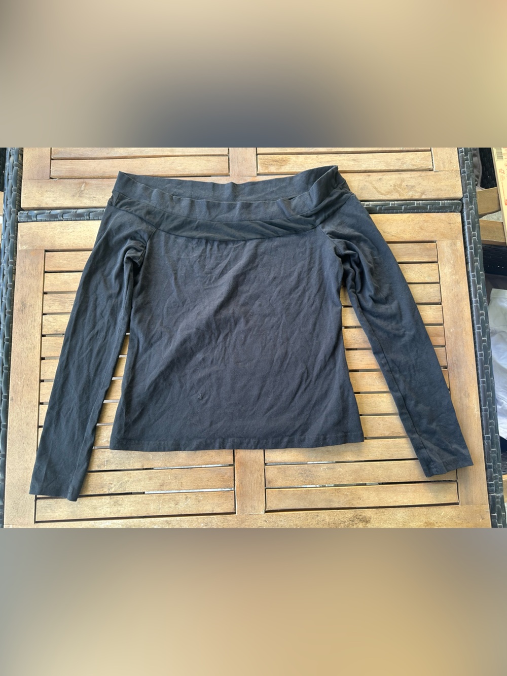 SHEIN Black Off-Shoulder Long Sleeve Top